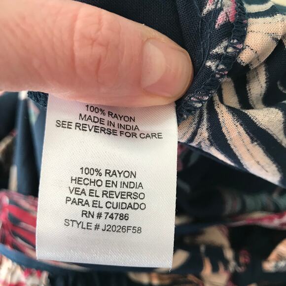 Patrons of Peace Skirt Womens Medium Black Tropical Maxi High Slits Pleated Tie - Picture 10 of 10